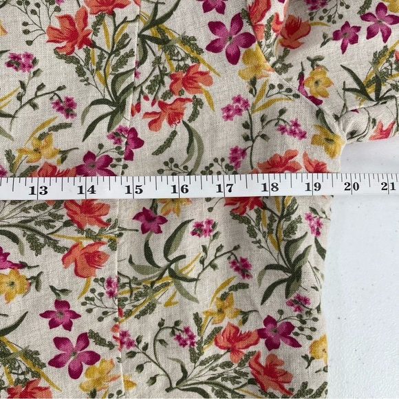 JM Collection 100% Linen Floral Long Sleeve Pockets Button Front Blazer Jacket - Picture 7 of 9